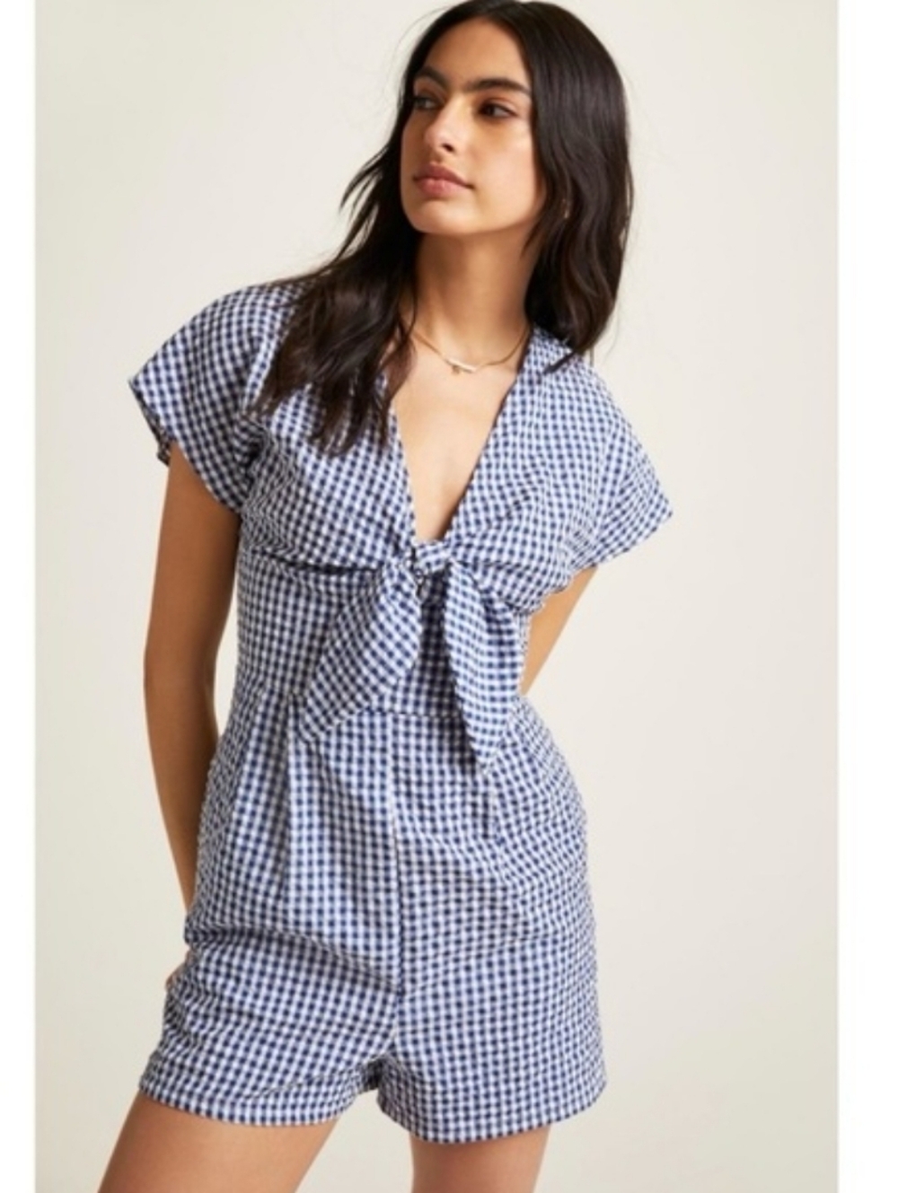 Anthro Hutch Gingham Plaid Romper
